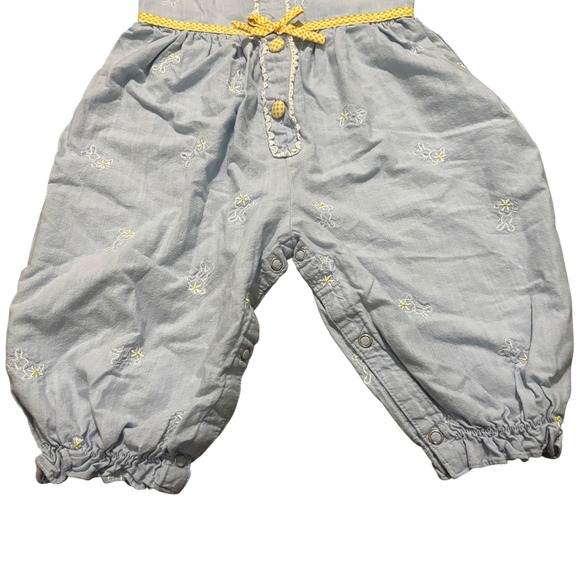 Vintage Easter Outfit Baby Girls 12M Bunny 90s Blue Embroidered Romper Jumper - Picture 3 of 7